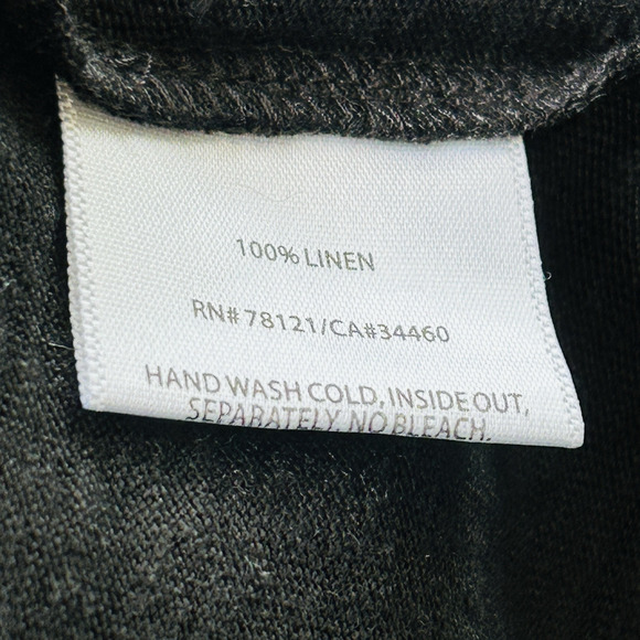 Eileen Fisher Linen V Neck Top Womens Large Black Beaded Goth Quiet Luxury Chic - Picture 13 of 15